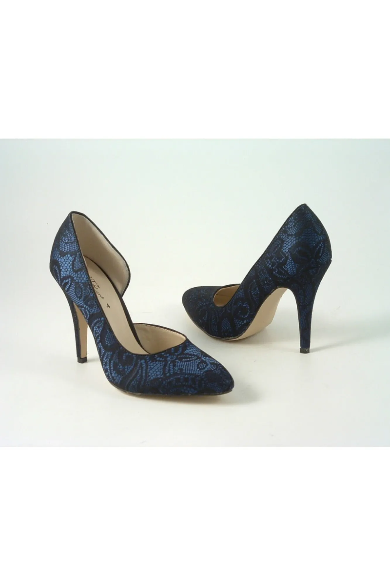 High Heels^Glitz Shoes Lace/Satin Open Waist High Heel Court Shoe