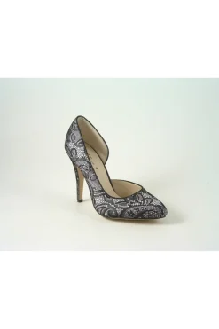 High Heels^Glitz Shoes Lace/Satin Open Waist High Heel Court Shoe