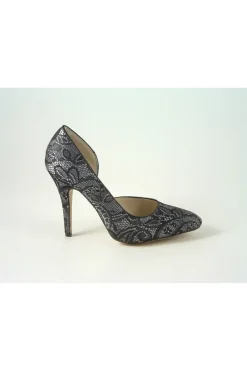 High Heels^Glitz Shoes Lace/Satin Open Waist High Heel Court Shoe
