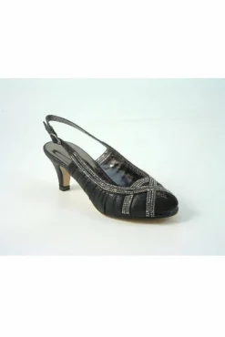 Mid Heels^Glitz Shoes Leona Sabatine Diamante Metallic Peep Toe Shoe