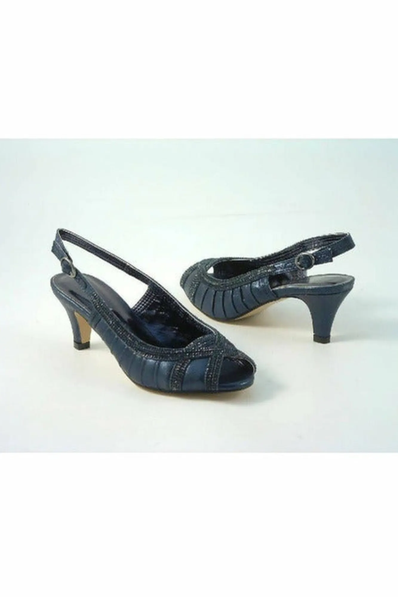 Mid Heels^Glitz Shoes Leona Sabatine Diamante Metallic Peep Toe Shoe