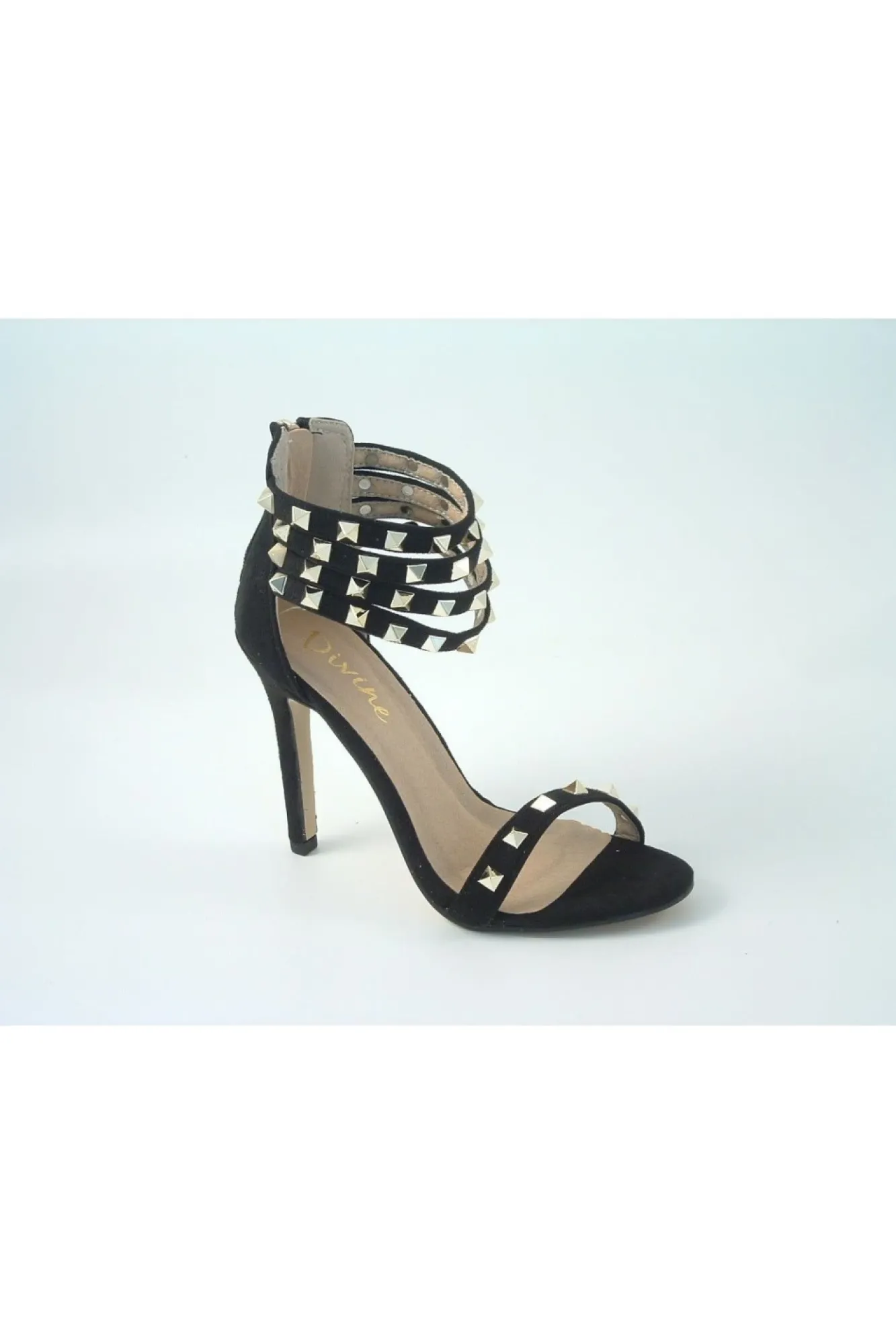 Sandals^Glitz Shoes Rockstar Studded Strap Heeled Sandal