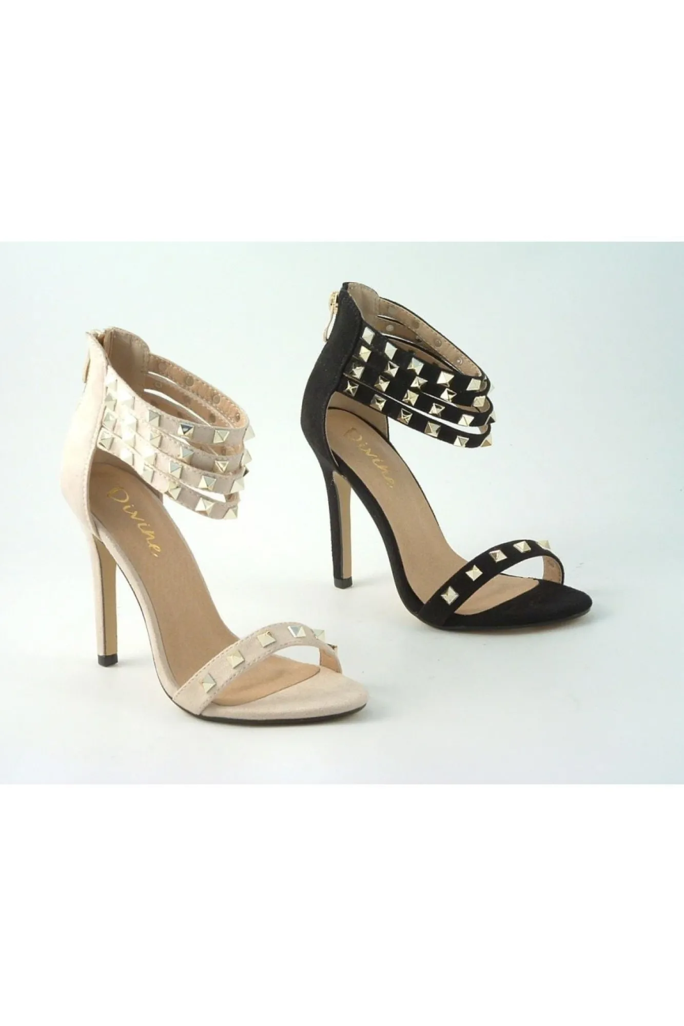 Sandals^Glitz Shoes Rockstar Studded Strap Heeled Sandal