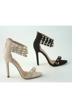 Sandals^Glitz Shoes Rockstar Studded Strap Heeled Sandal