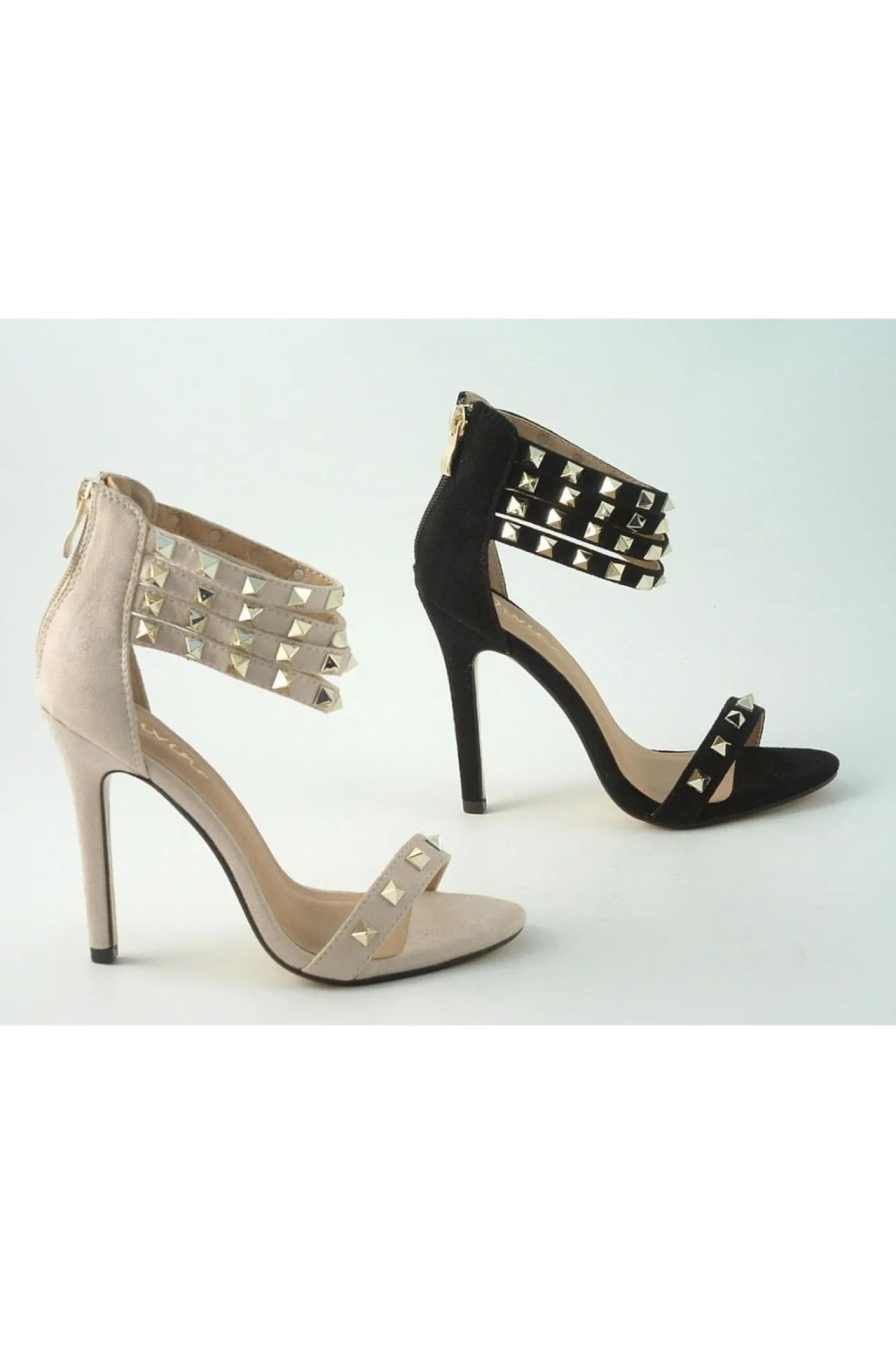 Sandals^Glitz Shoes Rockstar Studded Strap Heeled Sandal