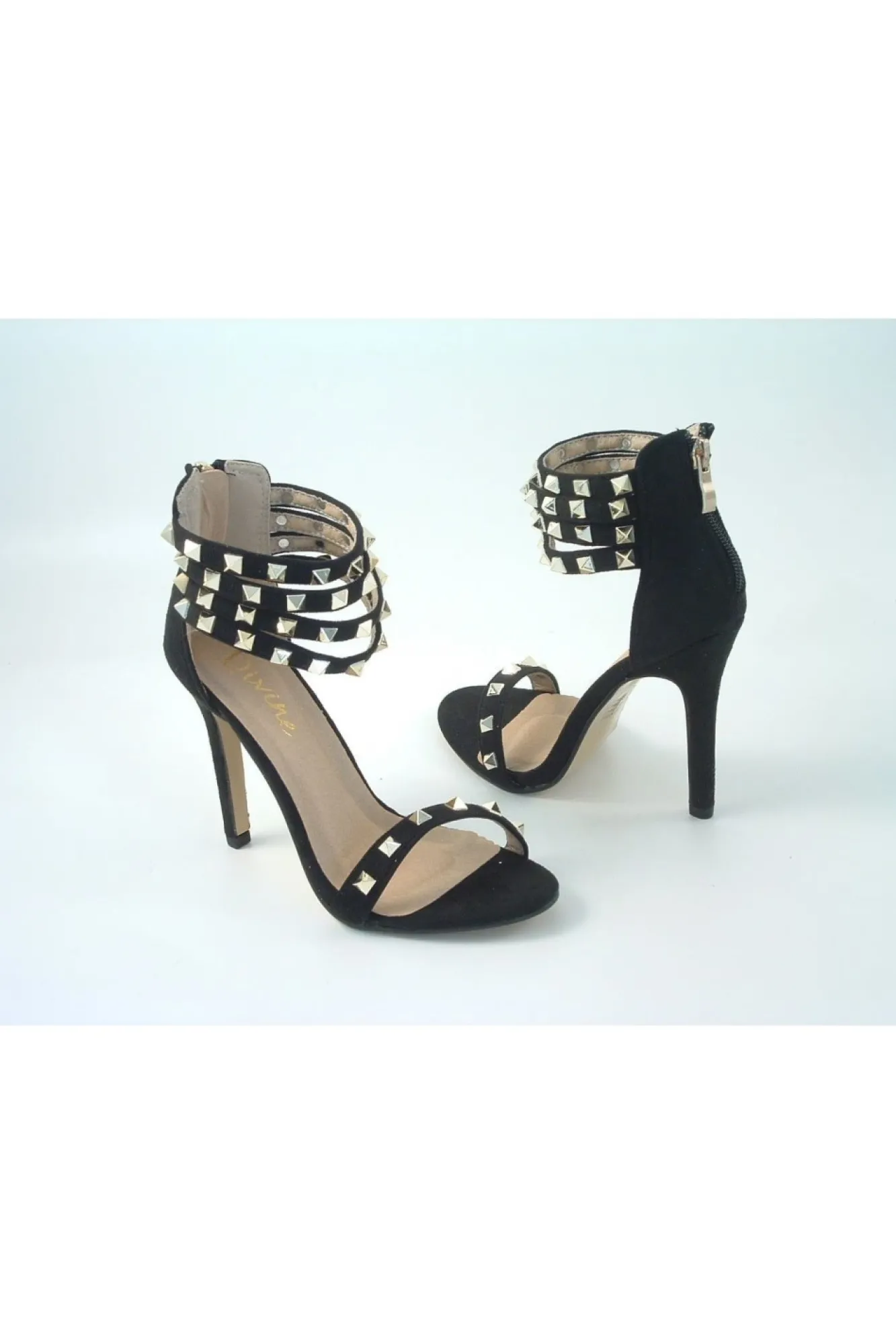 Sandals^Glitz Shoes Rockstar Studded Strap Heeled Sandal