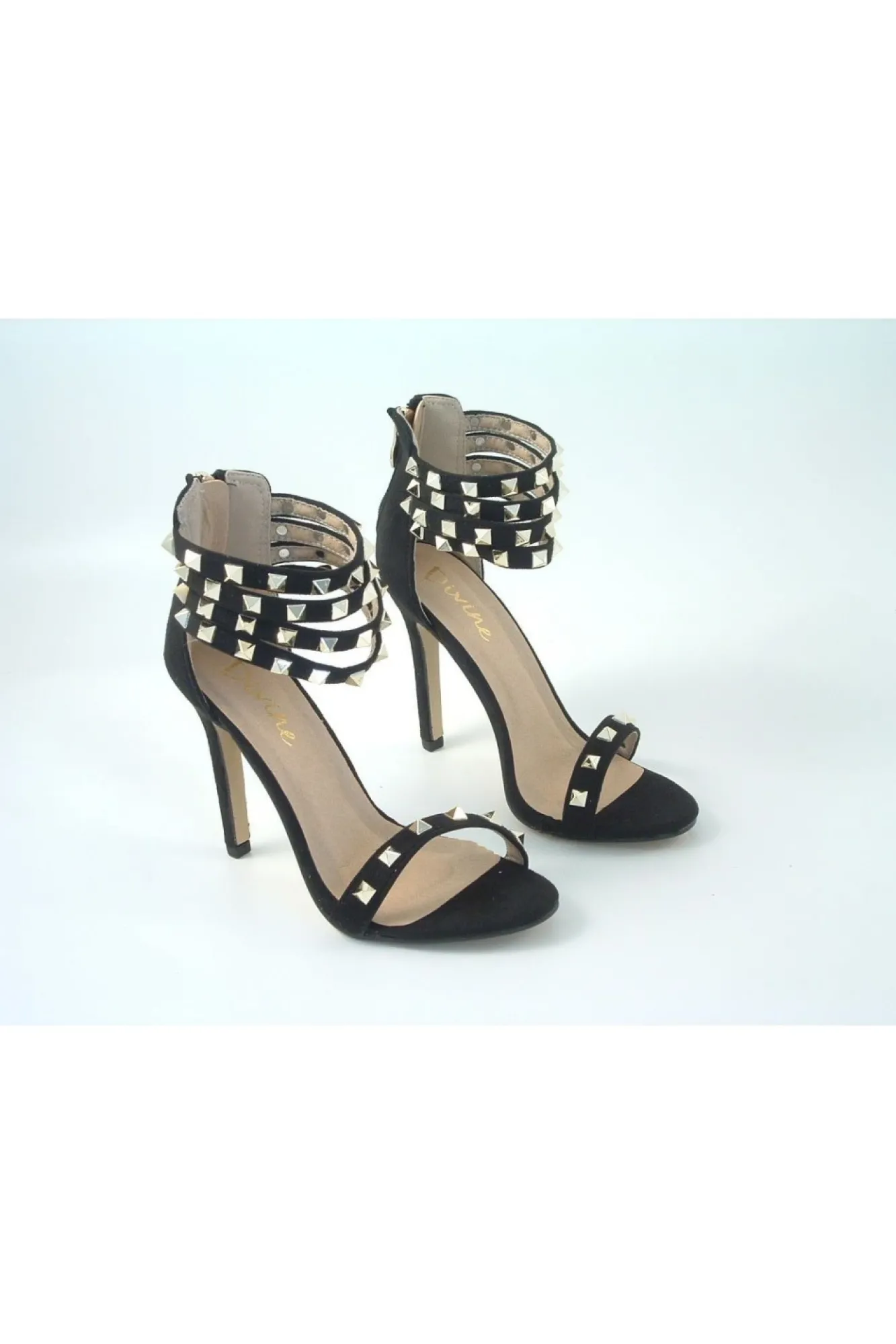 Sandals^Glitz Shoes Rockstar Studded Strap Heeled Sandal