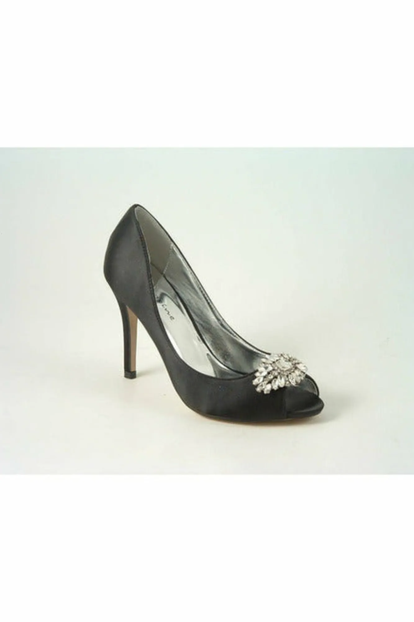High Heels^Glitz Shoes Rosalie Sabatine Diamante Satin Heel Peep Shoe