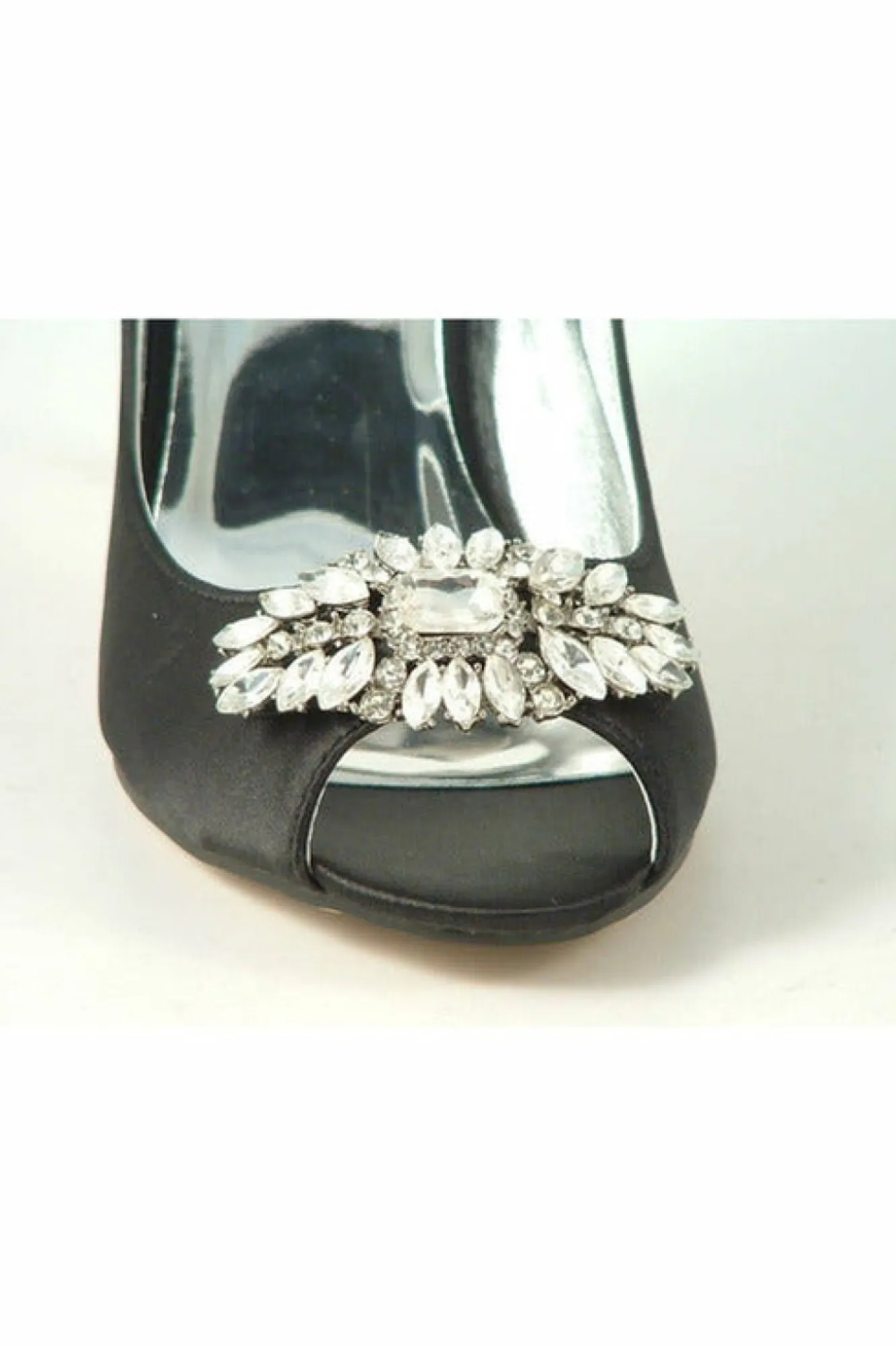 High Heels^Glitz Shoes Rosalie Sabatine Diamante Satin Heel Peep Shoe