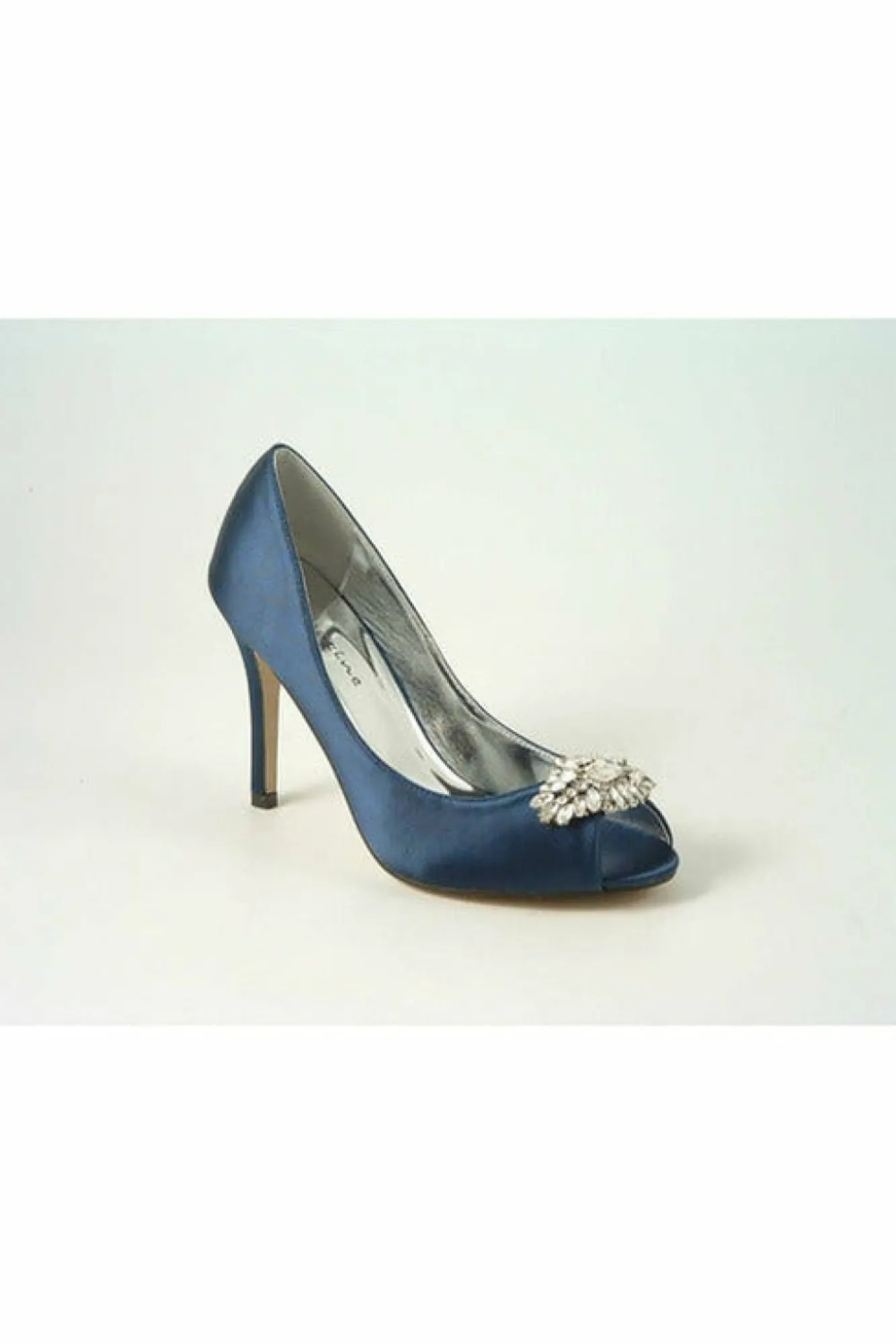 High Heels^Glitz Shoes Rosalie Sabatine Diamante Satin Heel Peep Shoe