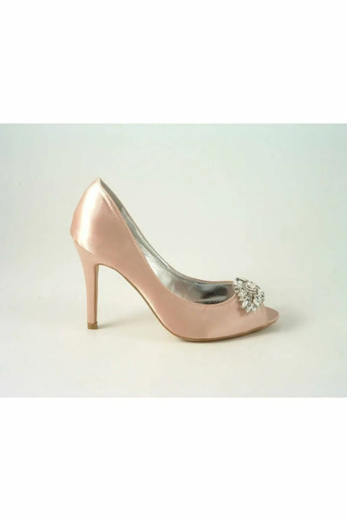 High Heels^Glitz Shoes Rosalie Sabatine Diamante Satin Heel Peep Shoe