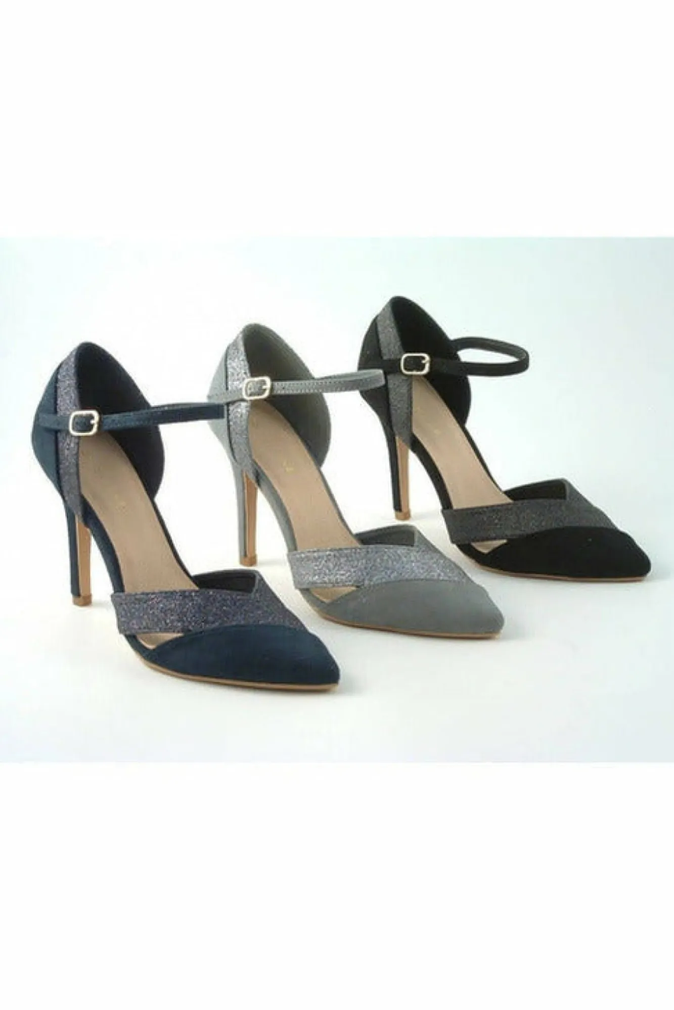 High Heels^Glitz Shoes Roxie Suede N Glitter Dorsey Court Shoe