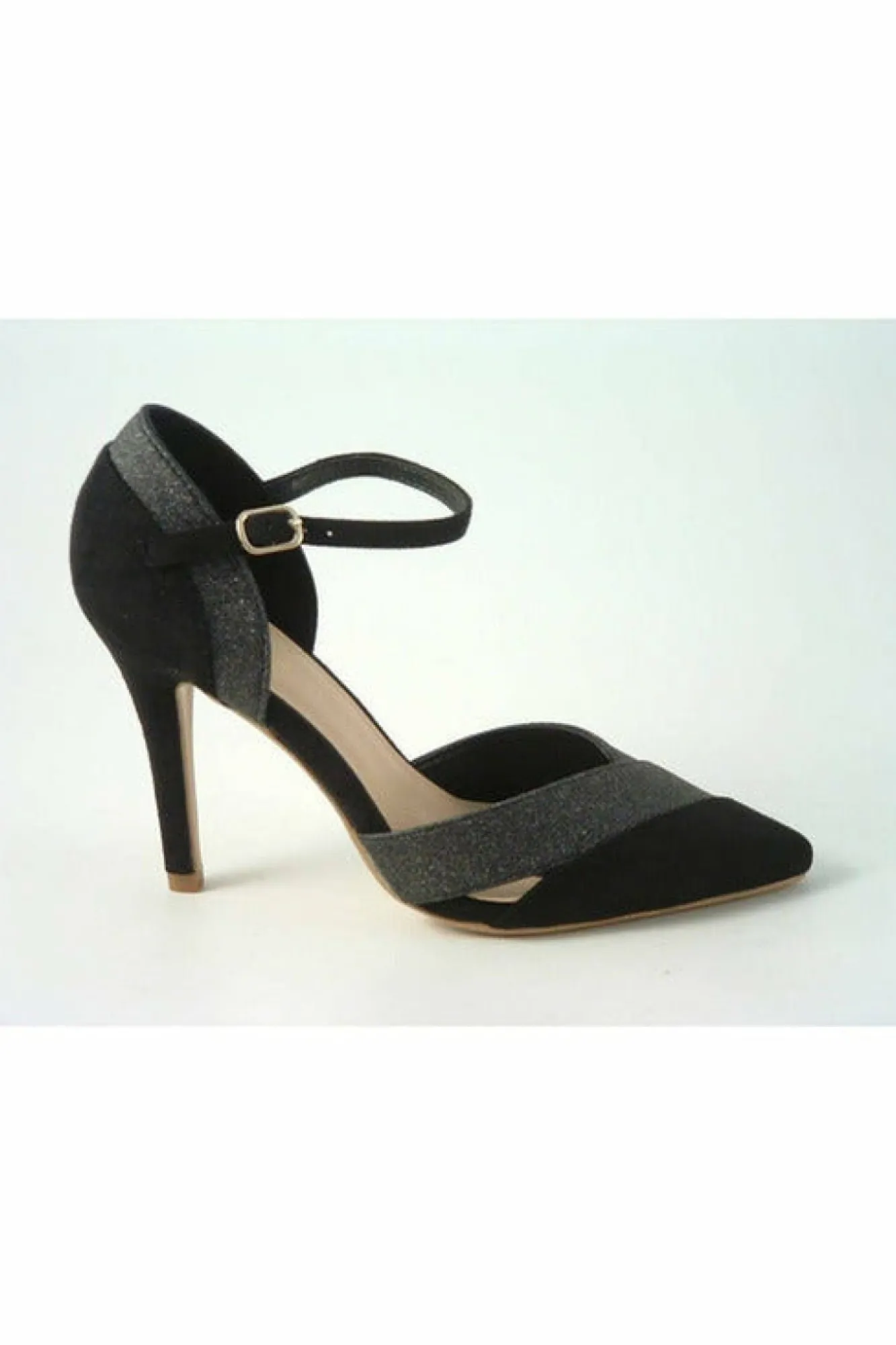 High Heels^Glitz Shoes Roxie Suede N Glitter Dorsey Court Shoe