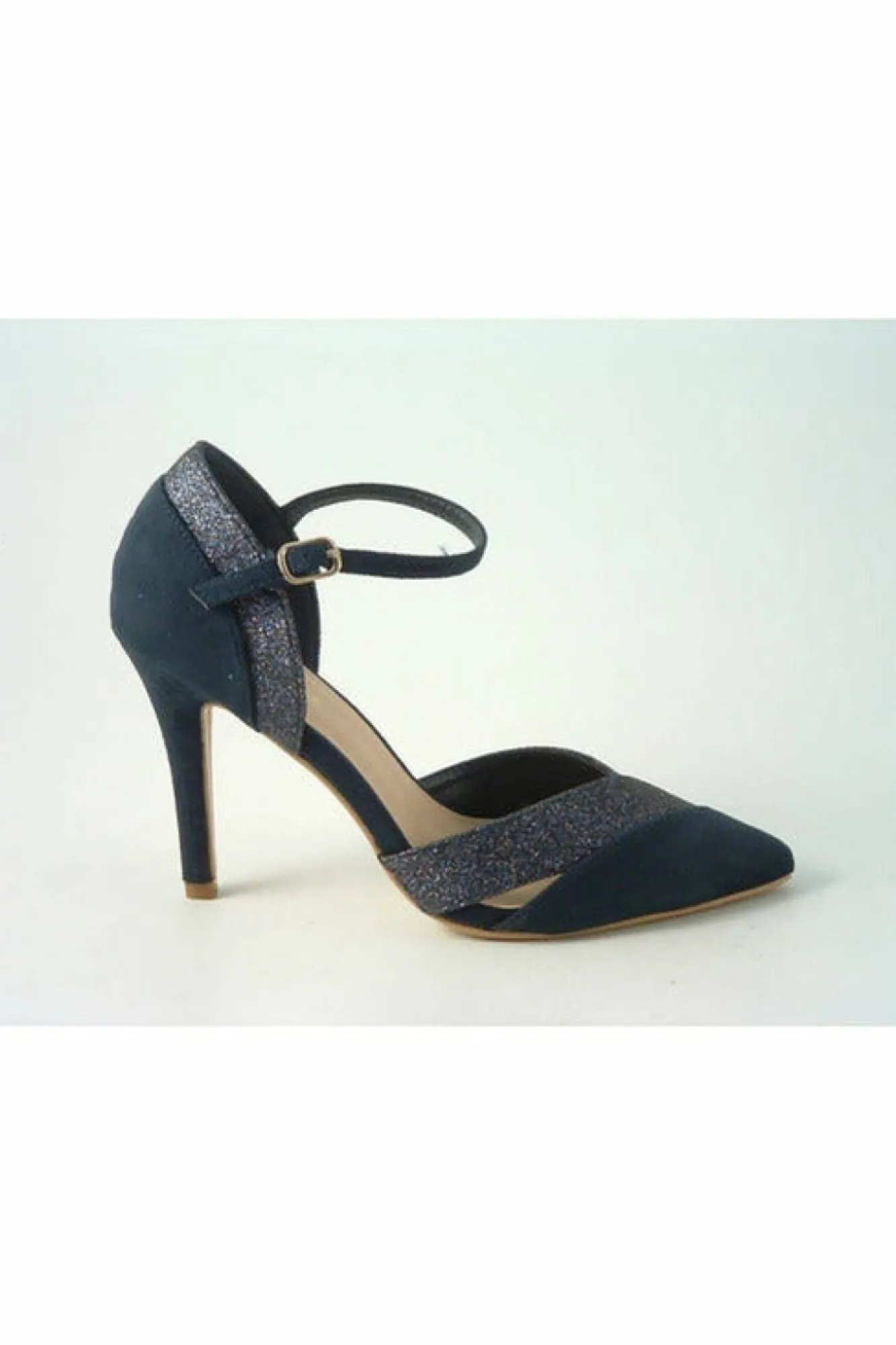 High Heels^Glitz Shoes Roxie Suede N Glitter Dorsey Court Shoe