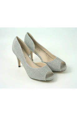 Mid Heels^Glitz Shoes Sabatine Mid Heel Peep Toe - 31438 Silver