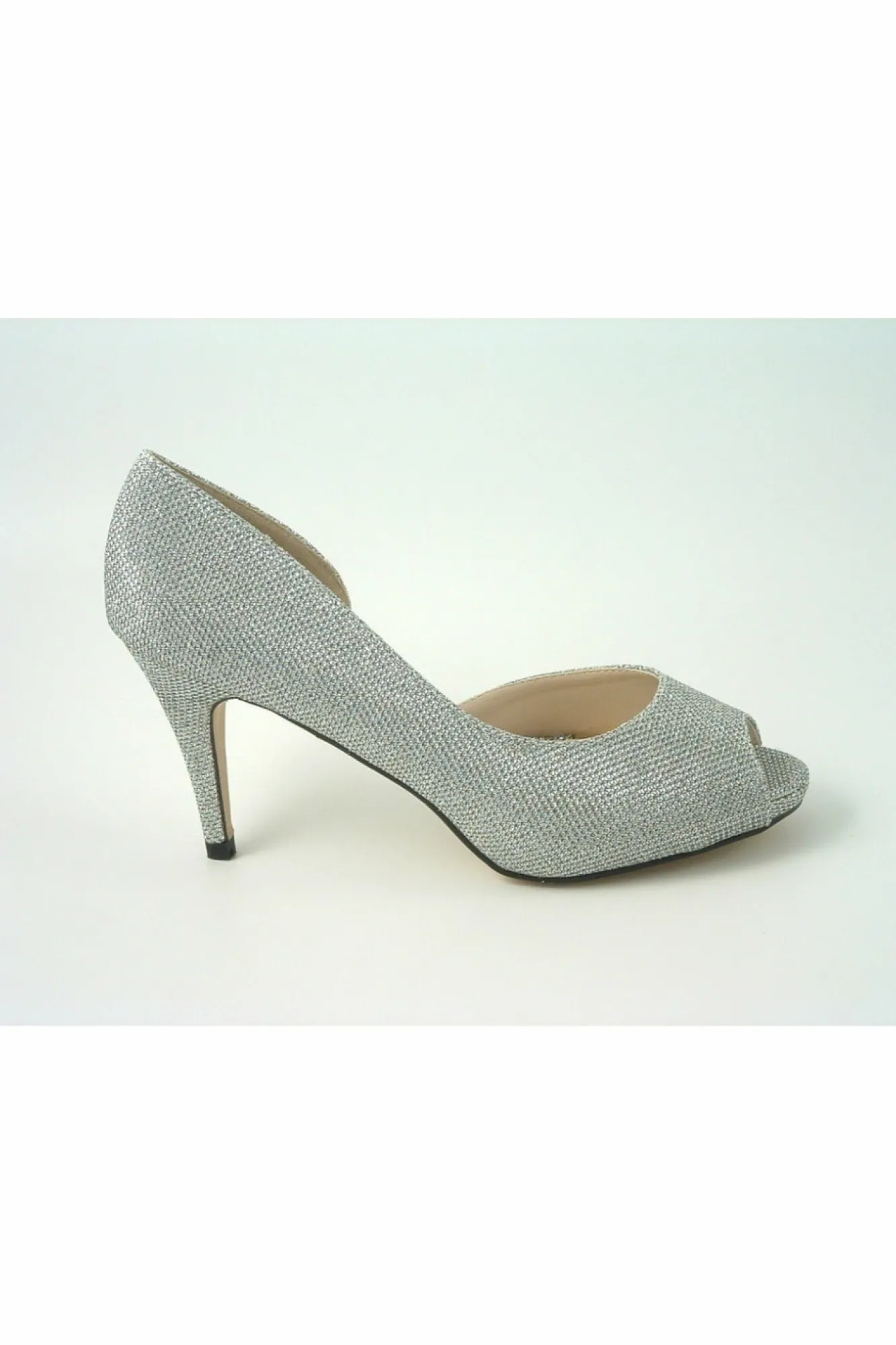 Mid Heels^Glitz Shoes Sabatine Mid Heel Peep Toe - 31438 Silver