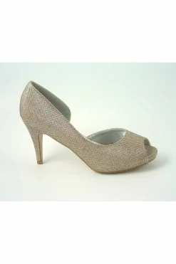 Mid Heels^Glitz Shoes Sabatine Mid Heel Peep Toe - 31438 Gold