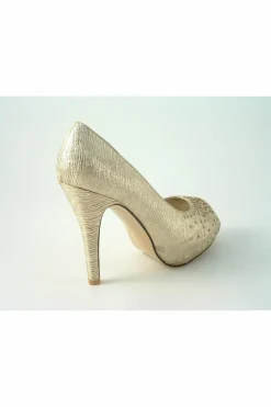 High Heels^Glitz Shoes Sabatine Sparkle Peep-Toe Shoes Gold