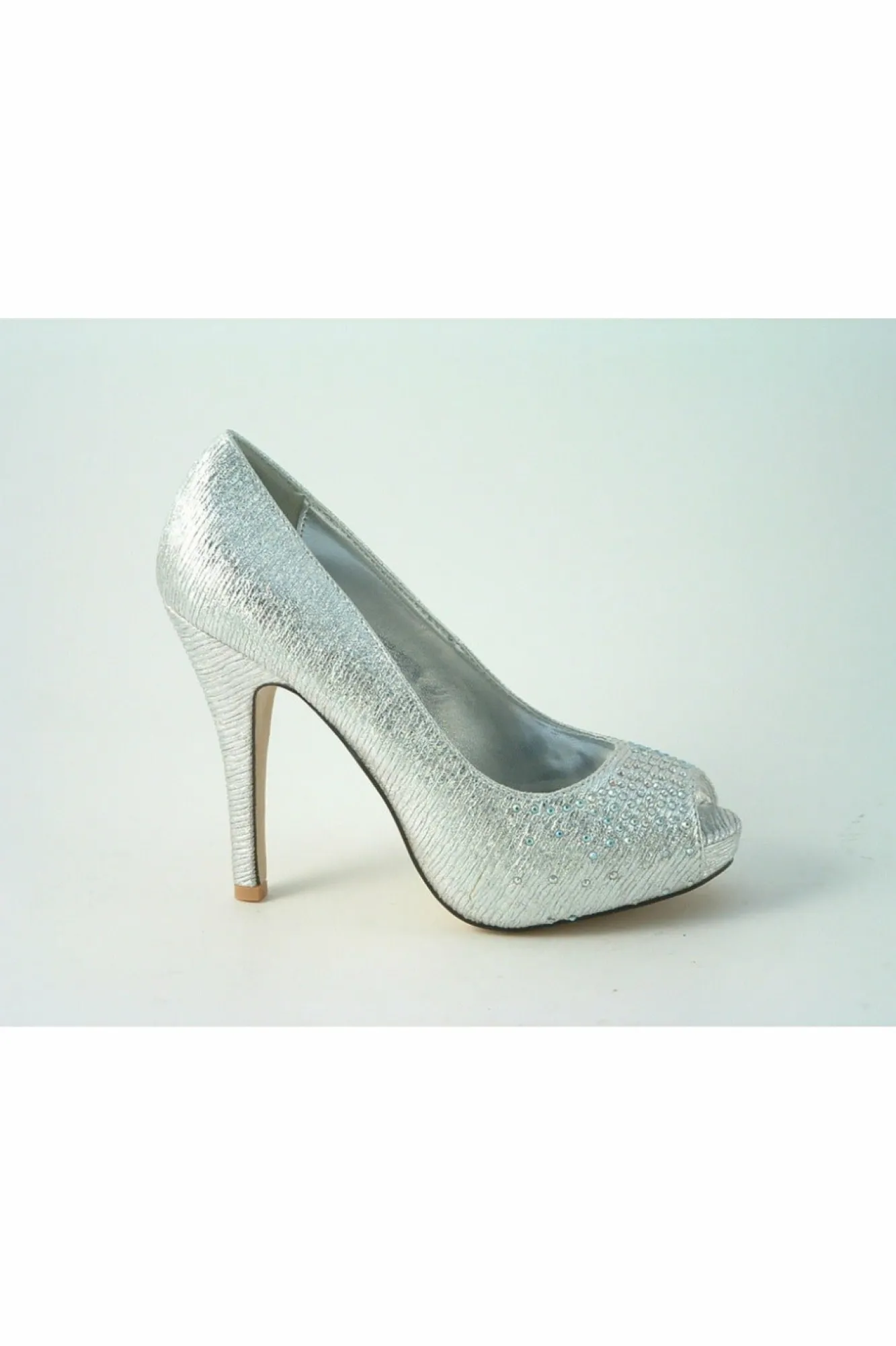 High Heels^Glitz Shoes Sabatine Sparkle Peep-Toe Shoes Silver