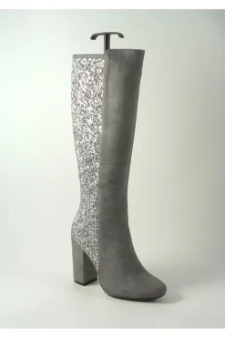 Boots^Glitz Shoes Tall Glitter Panel High Heeled Boots