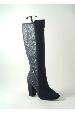 Boots^Glitz Shoes Tall Glitter Panel High Heeled Boots