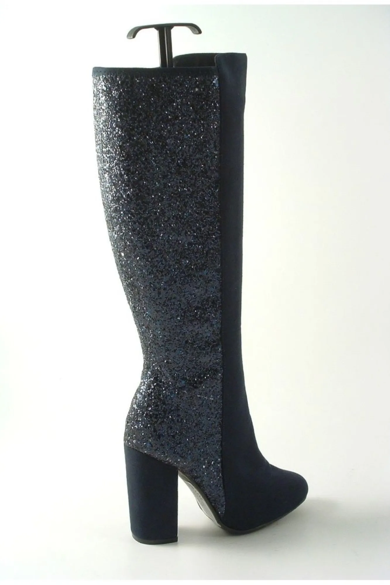 Boots^Glitz Shoes Tall Glitter Panel High Heeled Boots