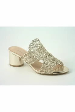 Sandals^Glitz Shoes Tianna Sabatine Interweave Peep Toe Sandal Rosegold