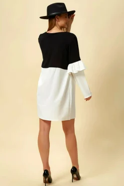 Blouses^Hoxton Gal Colour Block Top With Frill Sleeve White Blossom