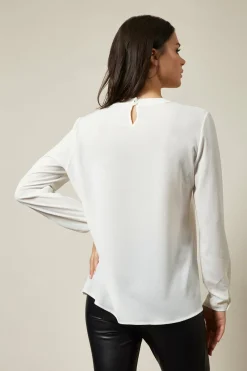 Blouses^Hoxton Gal Oversize Top Ruffle Front Relax Fit Blouse White
