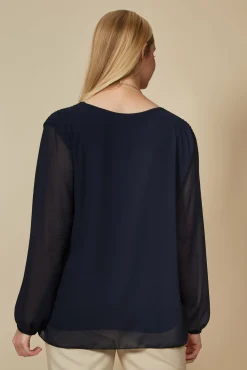 Blouses^Hoxton Gal Oversized Pleated Top With Tulle