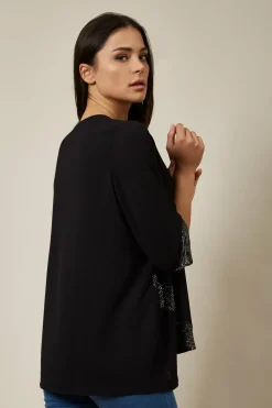 Blouses^Hoxton Gal Oversized Sequin Detail Top In Black
