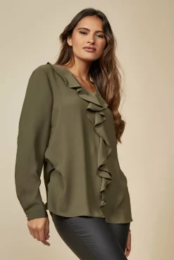 Blouses^Hoxton Gal Oversized Top With Frilled Front