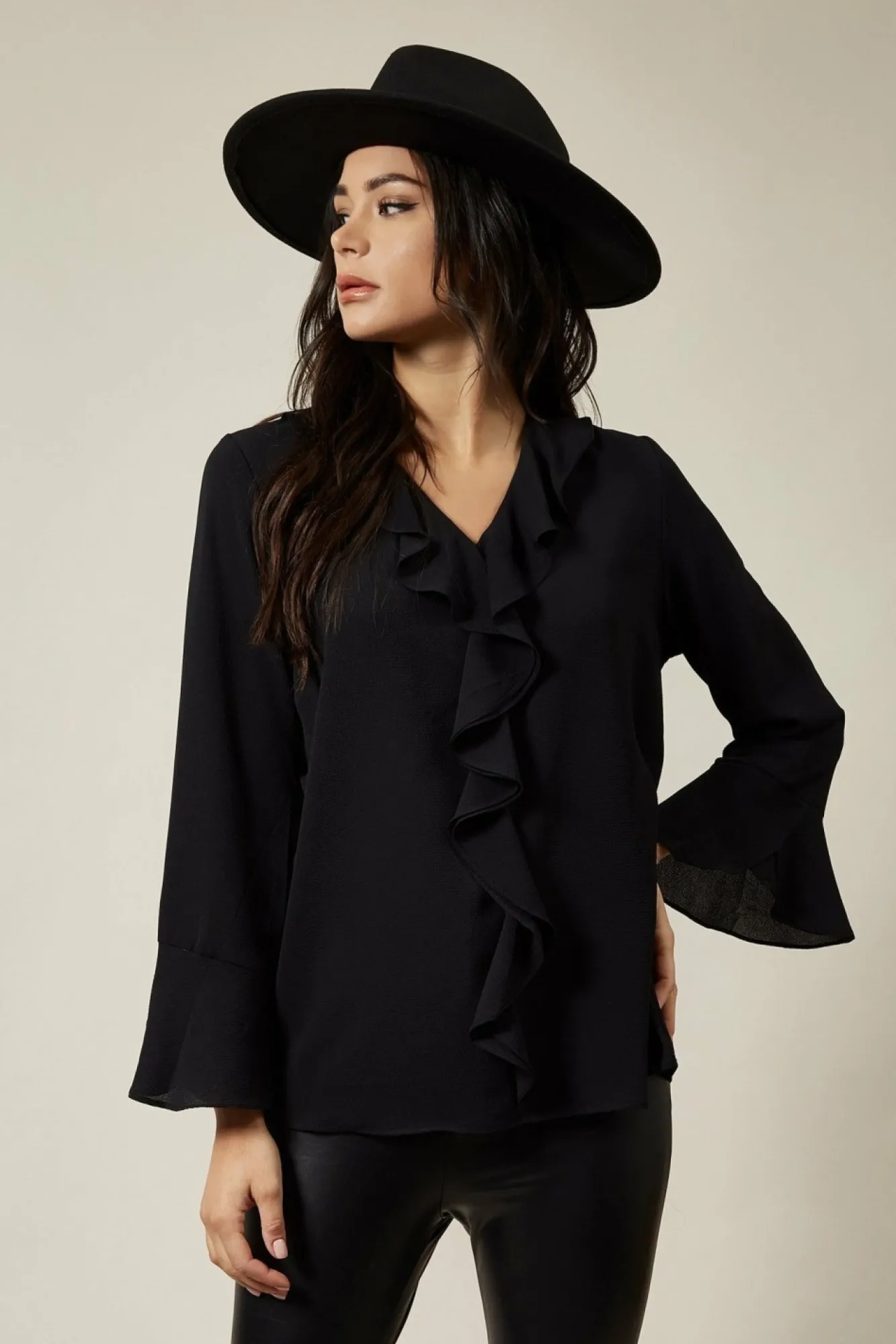 Blouses^Hoxton Gal Oversized Top With Frilled Front