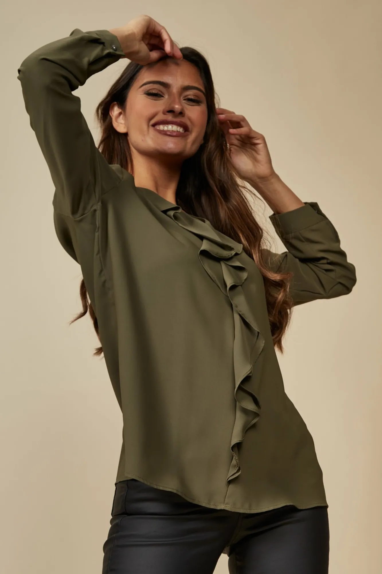 Blouses^Hoxton Gal Oversized Top With Frilled Front
