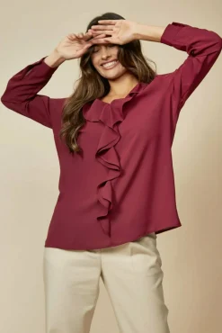 Blouses^Hoxton Gal Oversized Top With Frilled Front