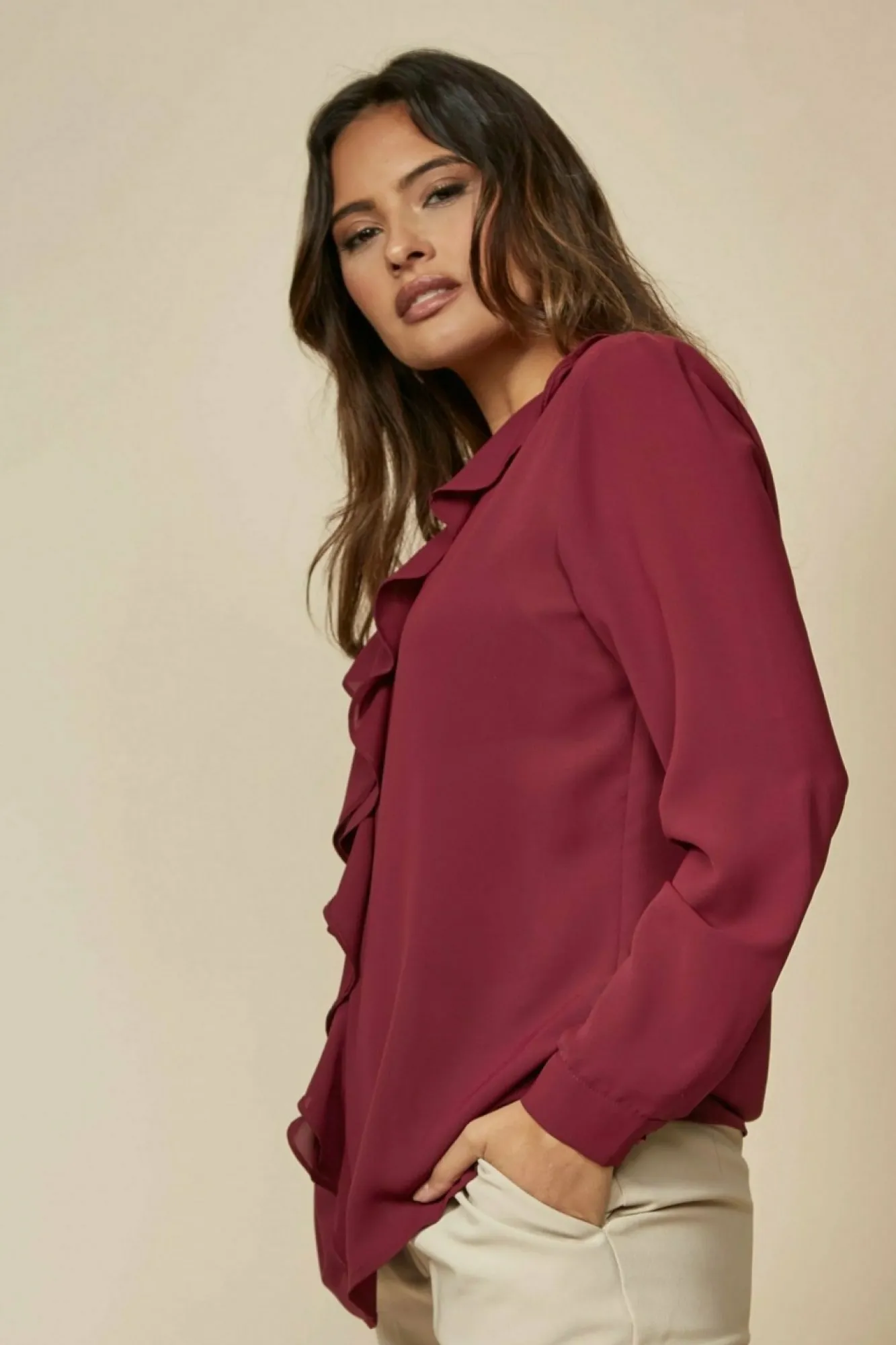 Blouses^Hoxton Gal Oversized Top With Frilled Front
