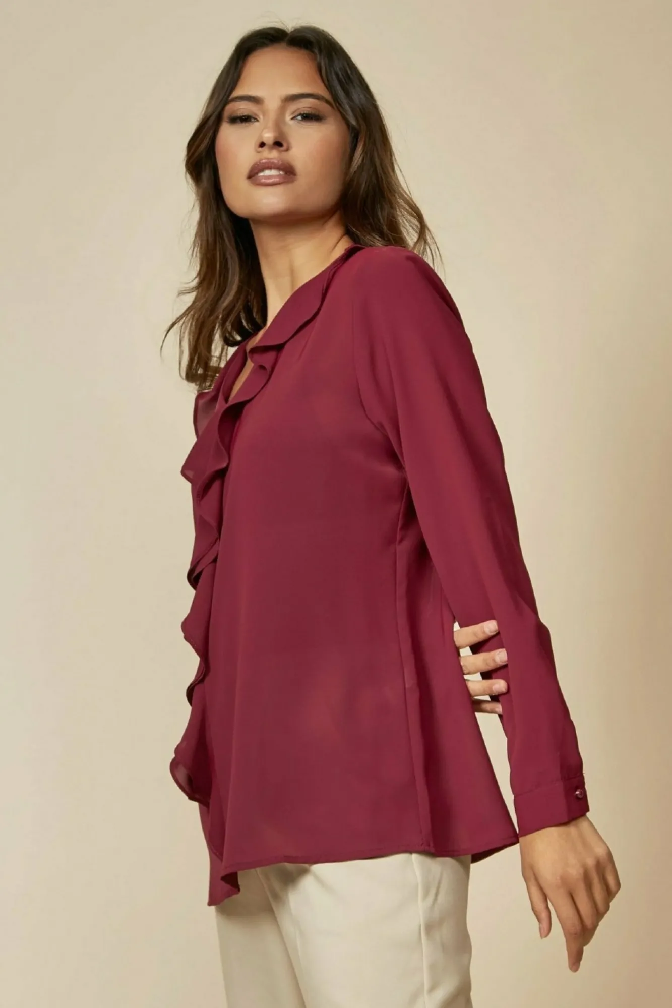 Blouses^Hoxton Gal Oversized Top With Frilled Front