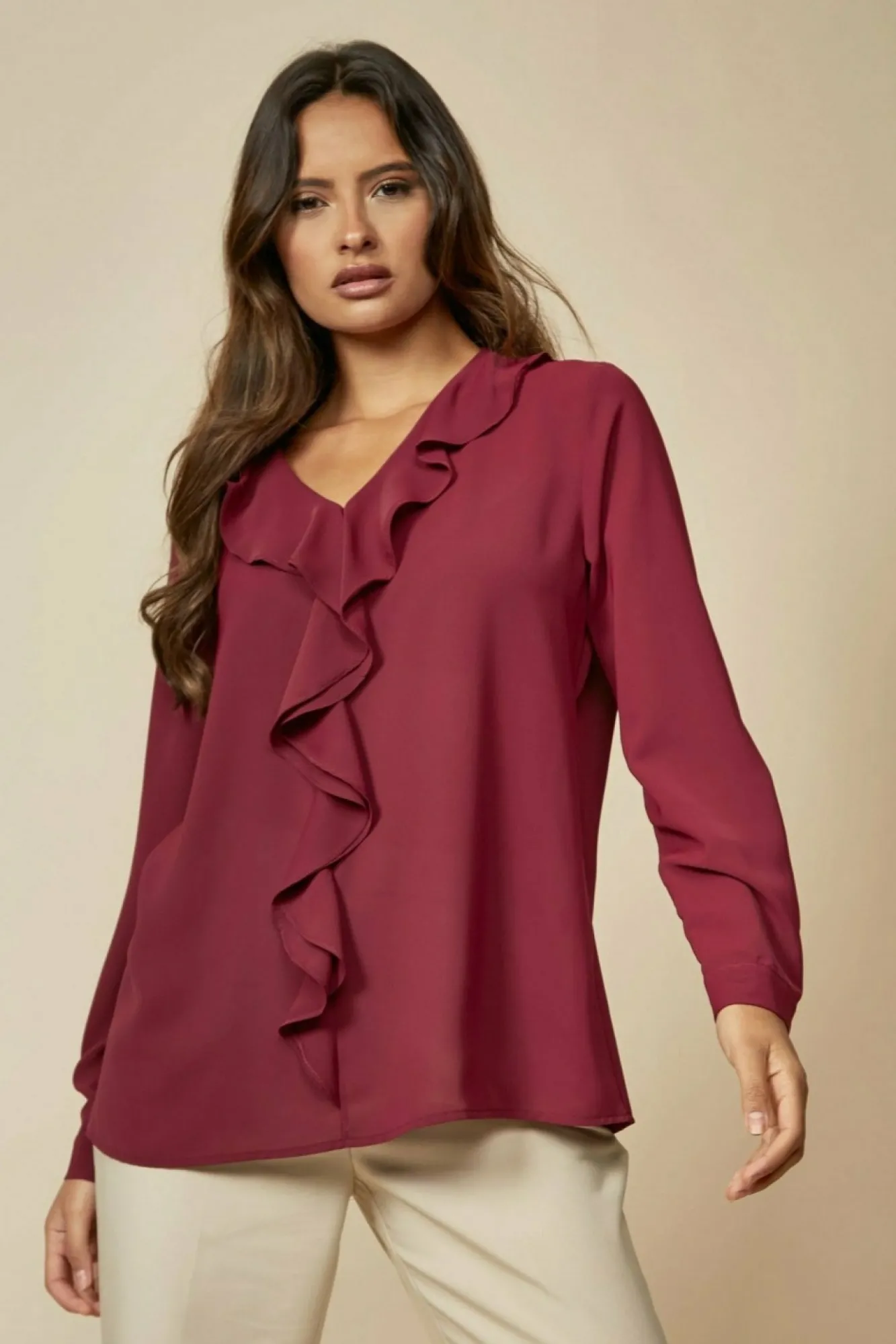 Blouses^Hoxton Gal Oversized Top With Frilled Front