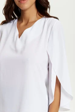 Blouses^Hoxton Gal Oversized V Neck Top With Split Sleeves In White