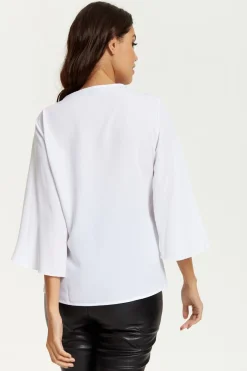 Blouses^Hoxton Gal Oversized V Neck Top With Split Sleeves In White