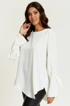 Blouses^Hoxton Gal Relaxed Fit Cuff Detailed Blouse With Long Sleeve White