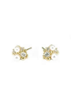 Jewellery^Last True Angel Crystal & Pearl Cluster Earring In Gold