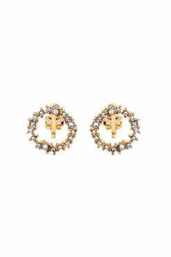 Jewellery^Last True Angel Crystal Cluster Circle Clip On Earring Gold