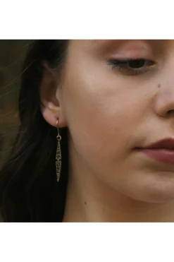 Jewellery^Last True Angel Thin Drop Crystal Earring In Gold & Pewter Antiquegold