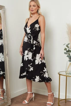 Midi Dresses^Lilura London Floral Print Cami Midi Dress Black