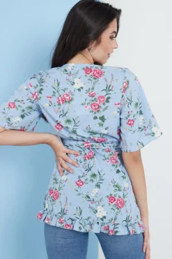Blouses^Lilura London Floral Wrap Top Blue
