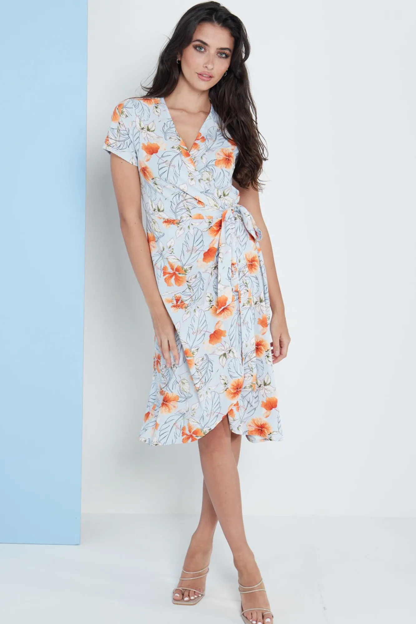 Midi Dresses^Lilura London Midi Wrap Dress In Floral Print Blue