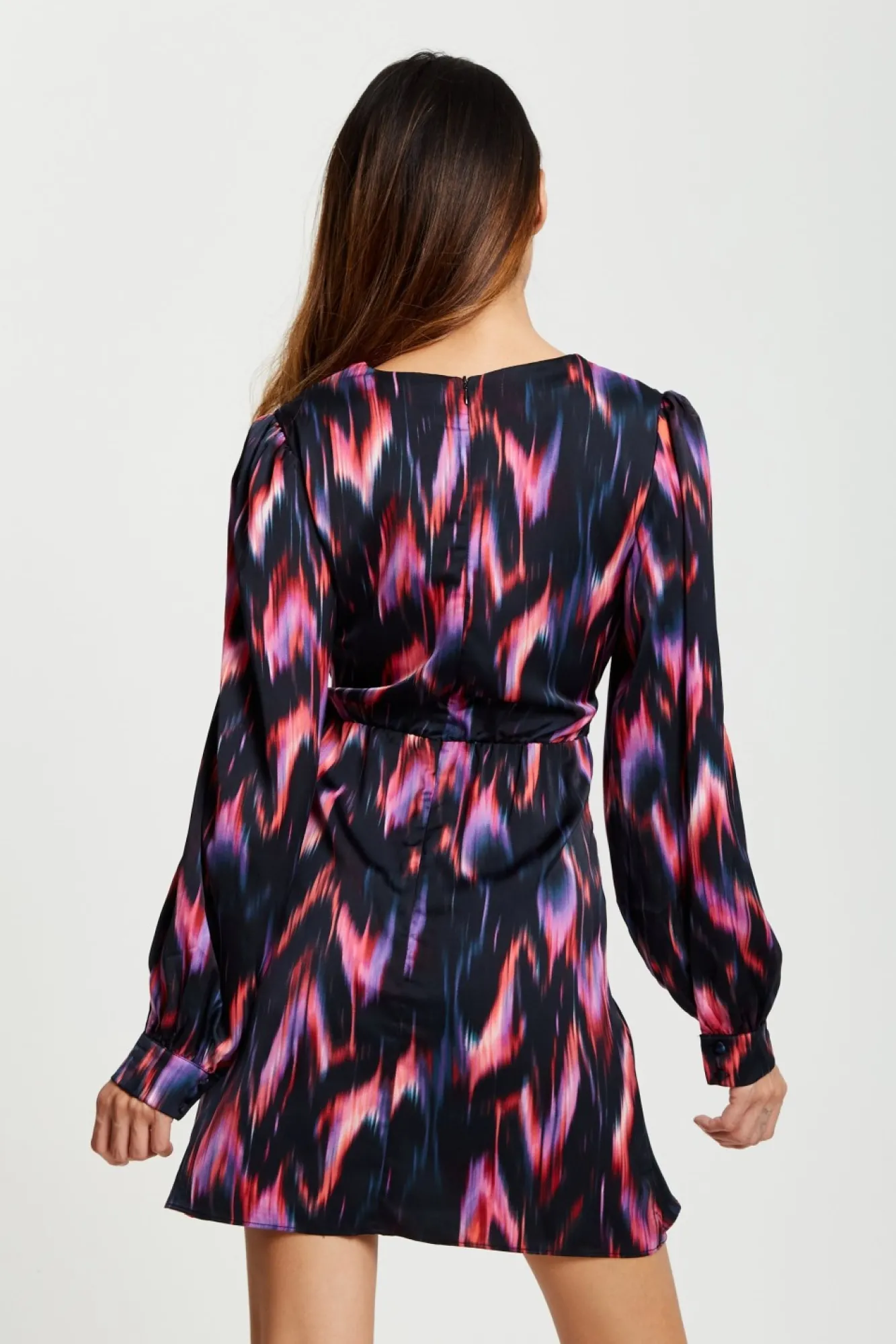 Mini Dresses^Liquorish Abstract Ikat Print Mini Wrap Dress In Black