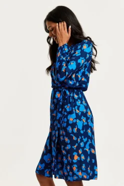Midi Dresses^Liquorish Abstract Print Midi Fake Wrap Dress Blue