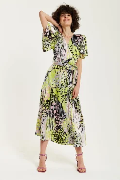 Midi Dresses^Liquorish Abstract Print Midi Wrap Dress Multicolour